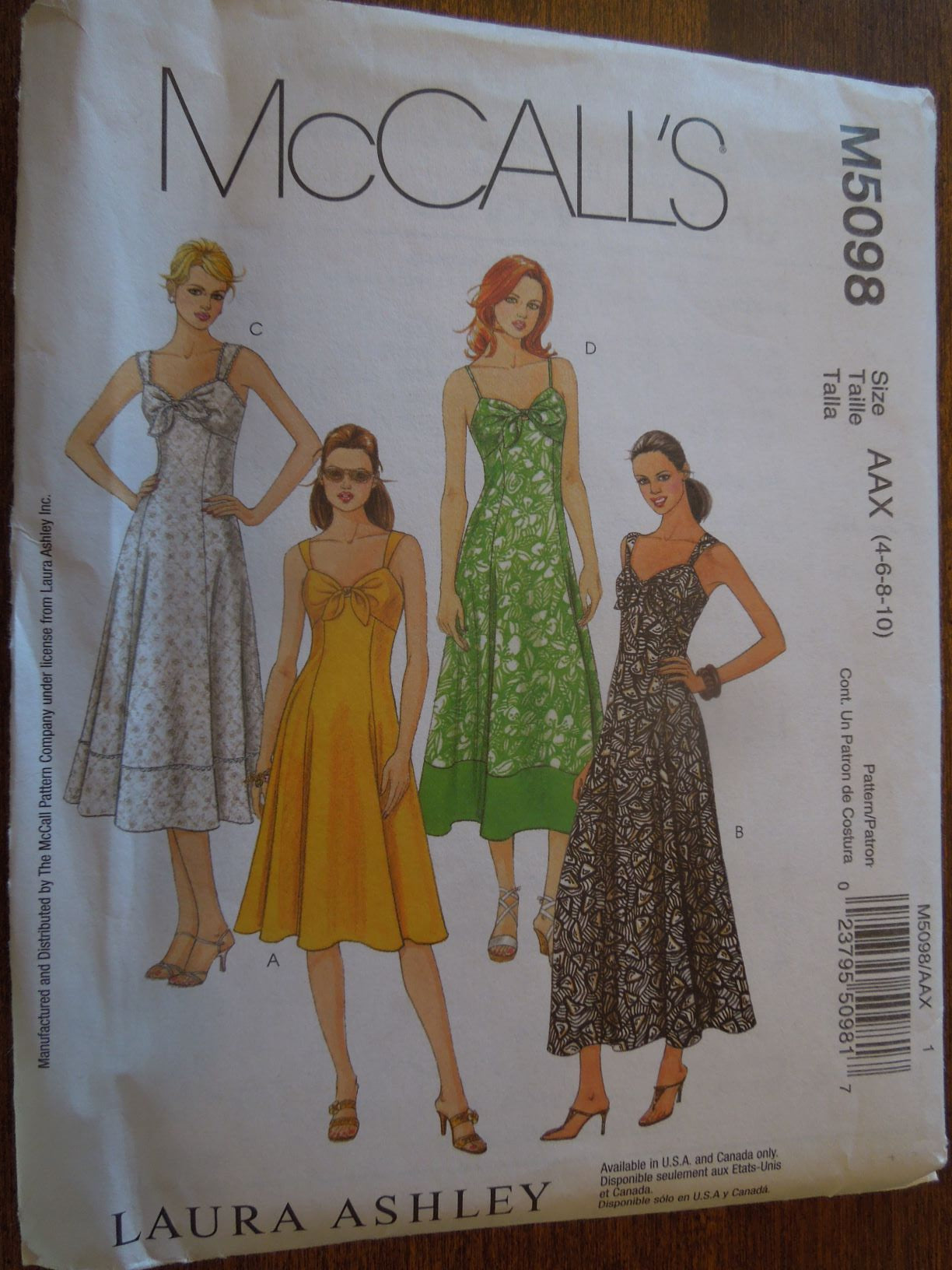 McCalls M5098, Misses Dresses, Uncut Sewing Pattern –