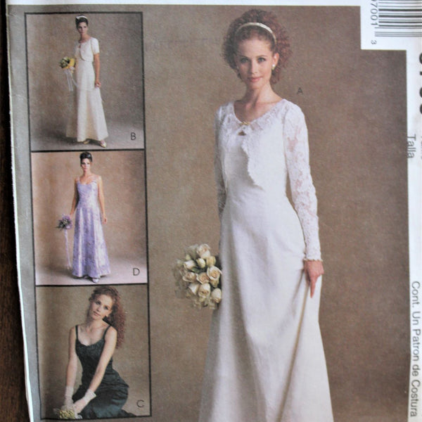 Butterick Pattern 4298 Wedding Gown, Bridesmaid and formal dresses misses  size 8