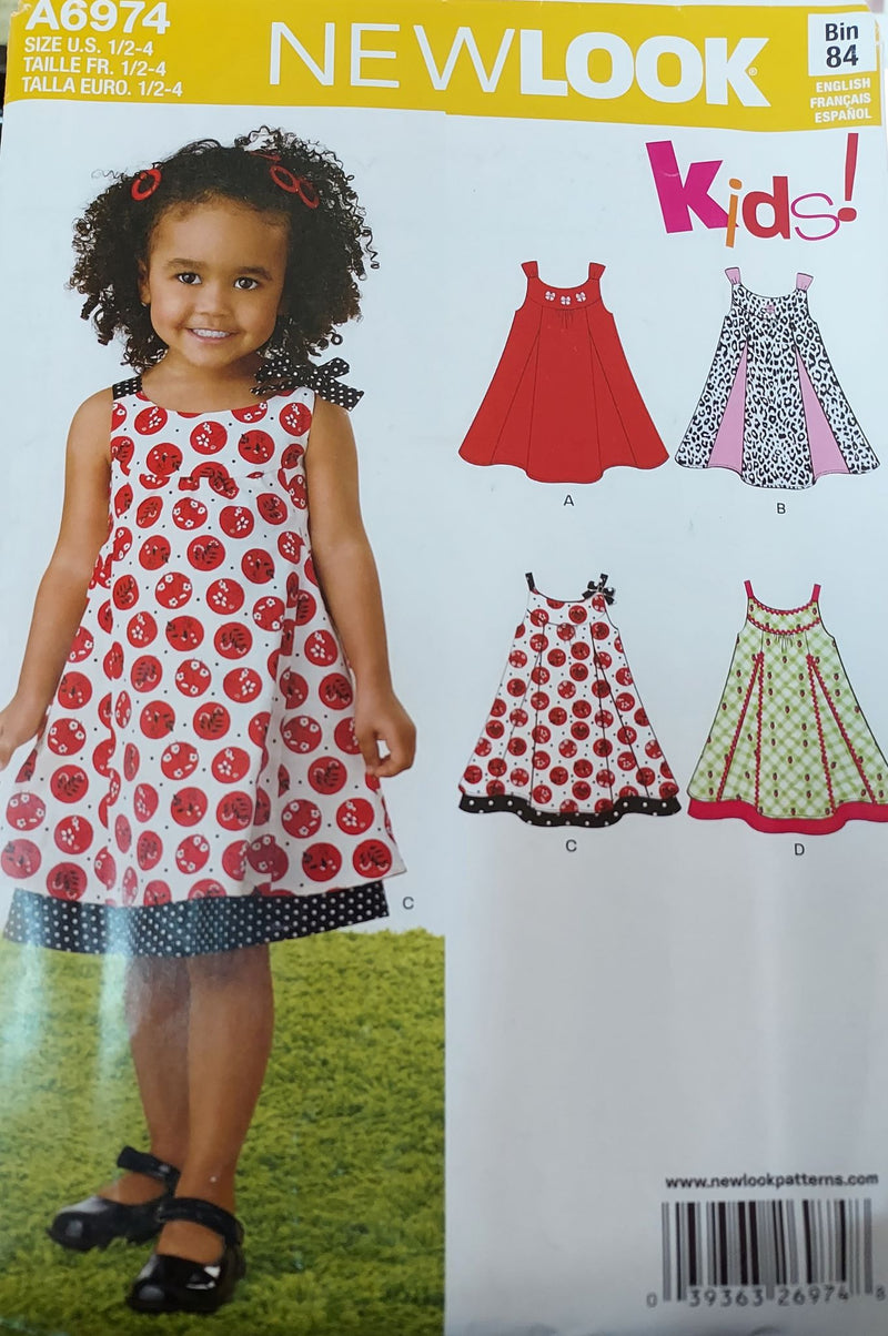 NewLook A6974, Girls Dresses, Uncut Sewing Pattern