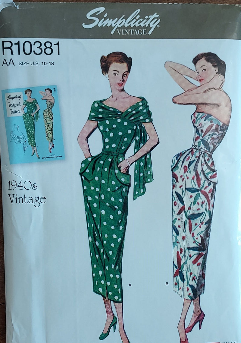 Simplcity R10381, Misses Dress, Evening Wear, 1940s Retro, Uncut Sewin –  Stylesewwear.boutique