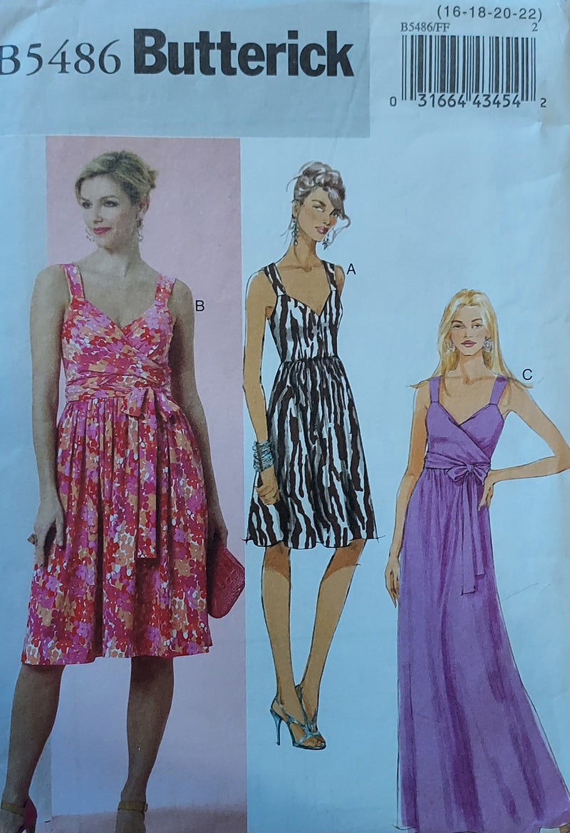 Butterick B5486, Misses Dresses, Evening Wear, Uncut Sewing Pattern