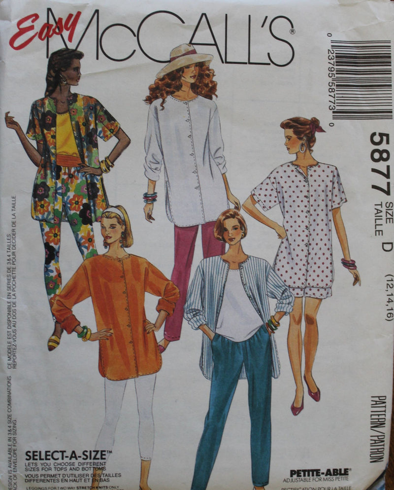 McCalls 5877, Misses Separates, Uncut Sewing Pattern
