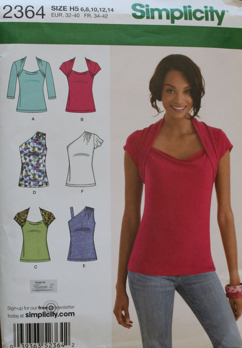 Simplicity 2364, Misses Tops, Pullover, Uncut Sewing Pattern