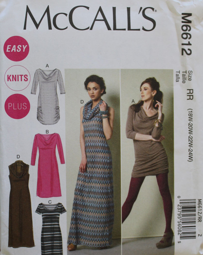 McCalls M6612, Misses Dresses, Uncut Sewing Pattern