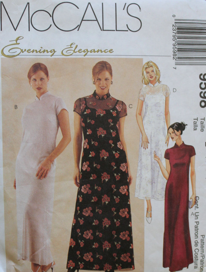 McCalls 9598, Misses Dresses, Evening Wear, Uncut Sewing Pattern