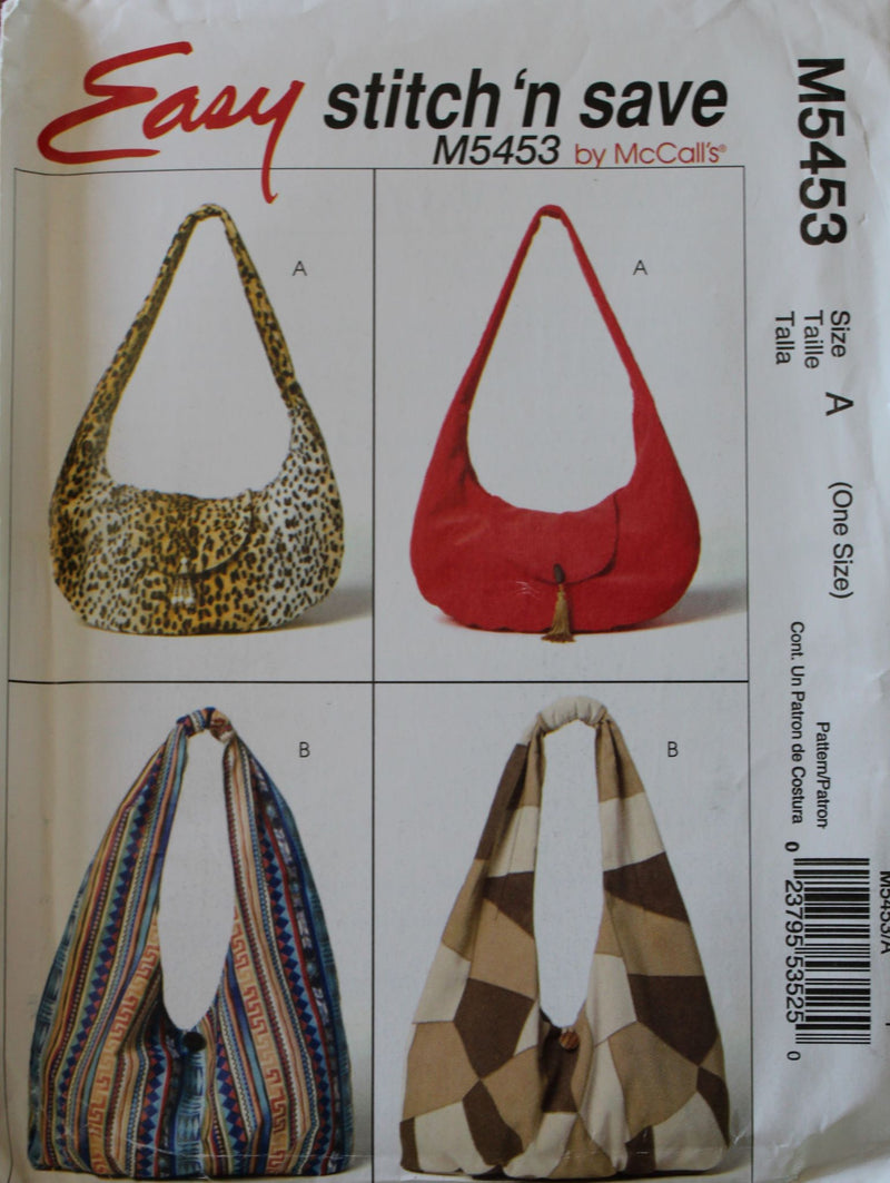 McCalls S & S M5453, Bags, Handbags, Uncut Sewing Pattern
