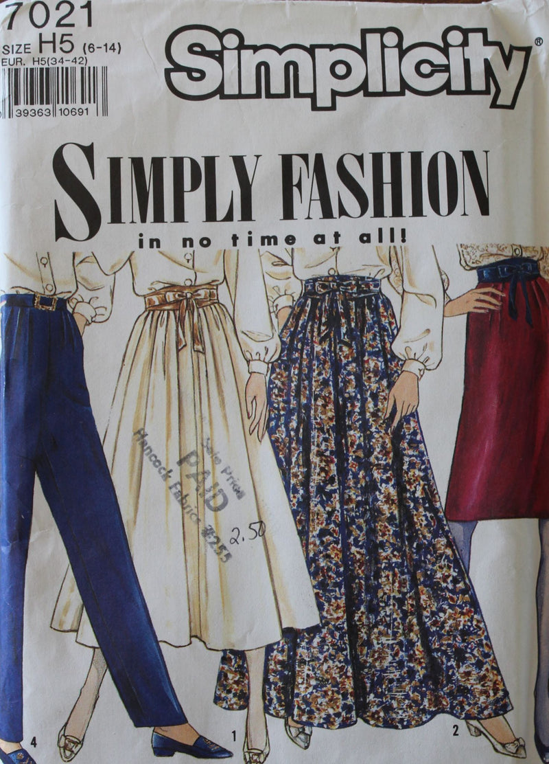 Simplicity 7021, Misses Pants, Skirts, Uncut Sewing Pattern