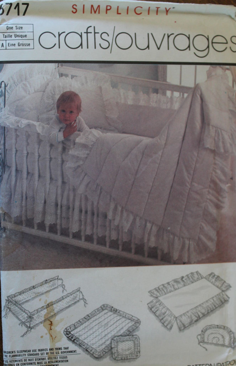 Simplicity 6717, Babies Layette, Crib Accessories, Uncut Sewing Pattern