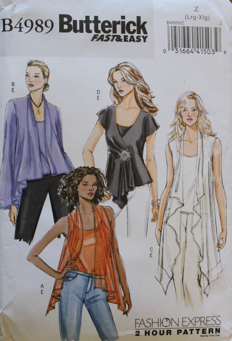 Butterick B4989, Misses Camisole, Tops, Uncut Sewing Pattern