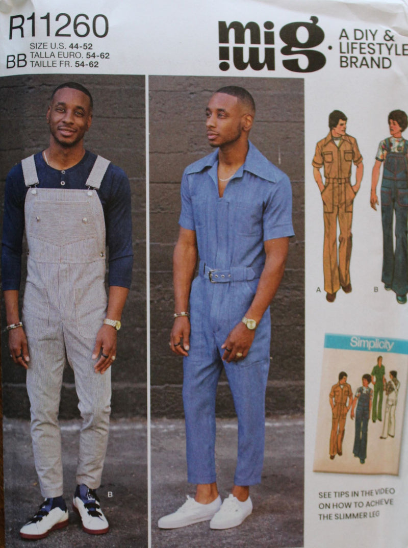 R11260 Simplicity, Mens Jumpsuit, Overalls, Uncut Sewing Pattern