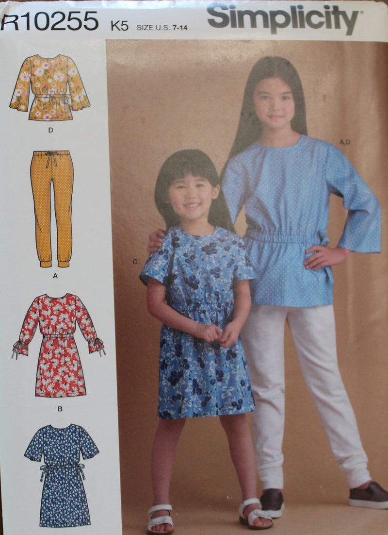 Simplicity R10255, Girls Pants, Tunic, Dress, Uncut Sewing Pattern