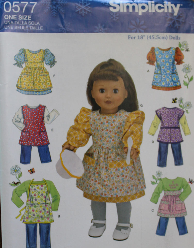 Simplicity 0577, Doll Clothing for 18" Dolls, Uncut Sewing Pattern