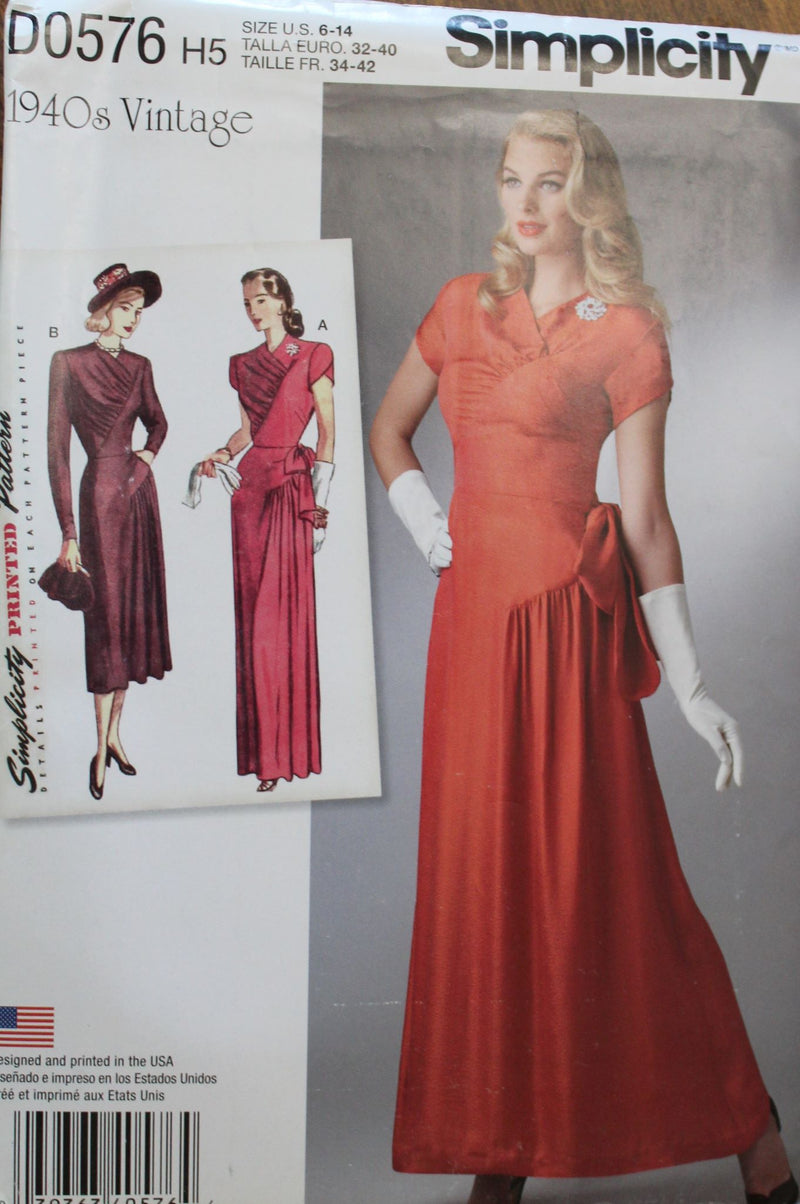 Simplicity D0576, Misses Formals, Dresses, 1940s , Uncut Sewing Patter Stylesewwear.boutique Simplicity D0576, Misses Formals, Dresses, 1940s , Uncut Sewing Patter Stylesewwear.boutique