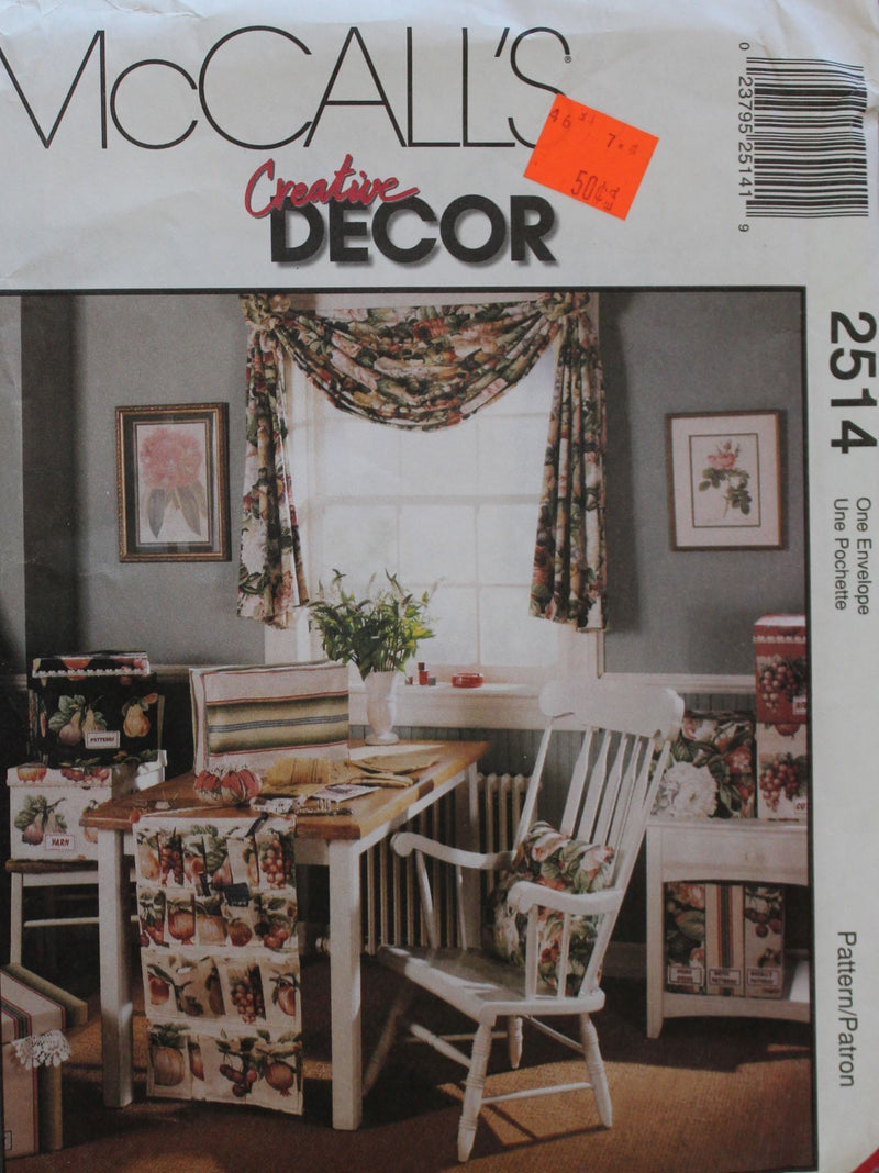 McCalls 2514, Window Treatments, Sewing Room Accessories, Uncut Sewing Pattern