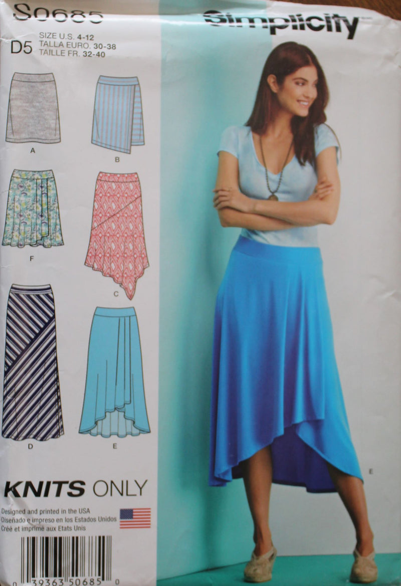 Simplicity S0685, Misses Skirts, Uncut Sewing Pattern