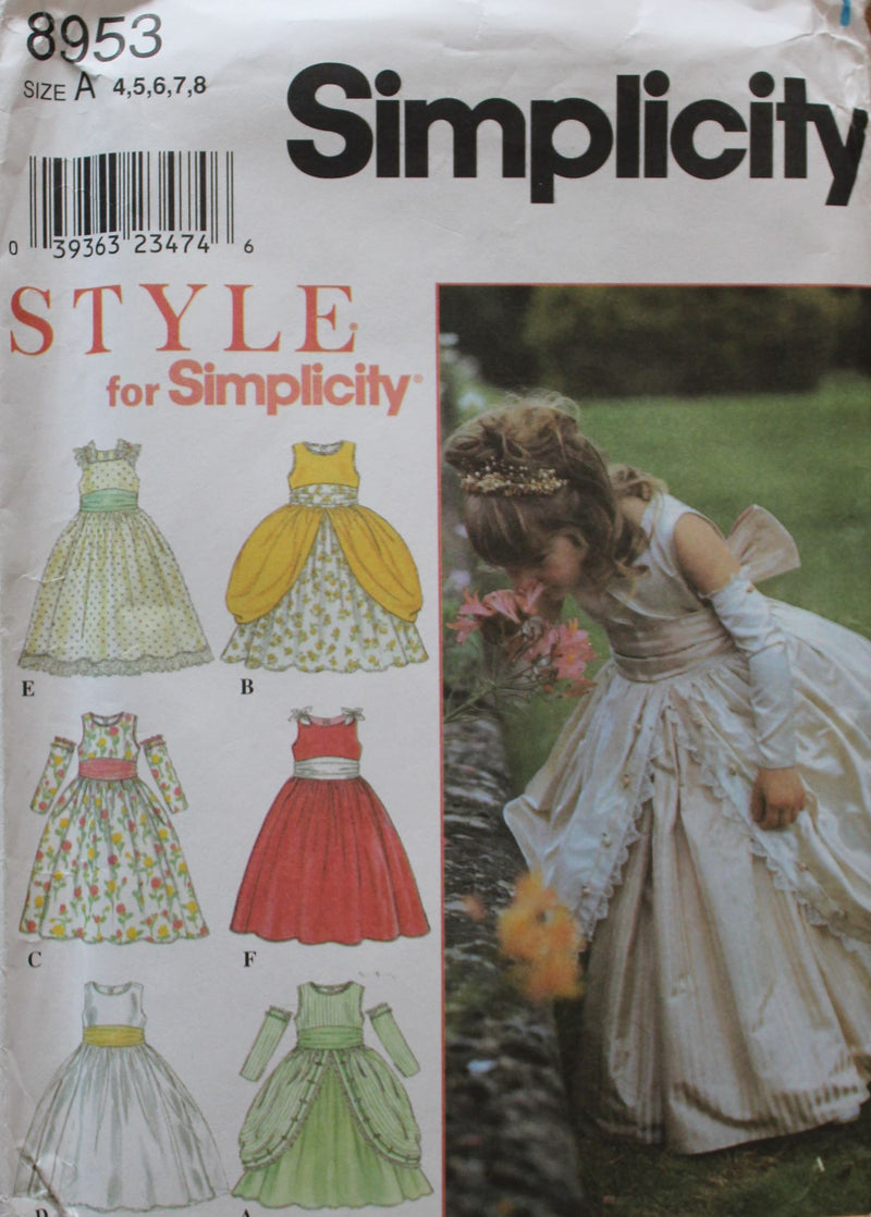 Simplicity 8953, Girls Dress, Evening Wear, Uncut Sewing Pattern