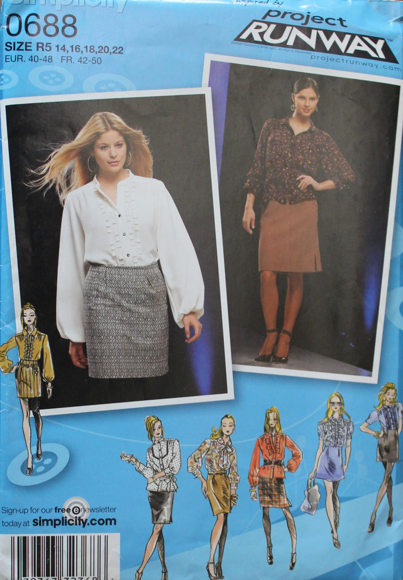 Simplicity 0688, Misses Skirt, Blouse, Uncut Sewing Pattern