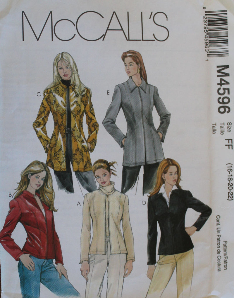 McCalls M4596, Misses Jackets, Lined, Uncut Sewing Pattern