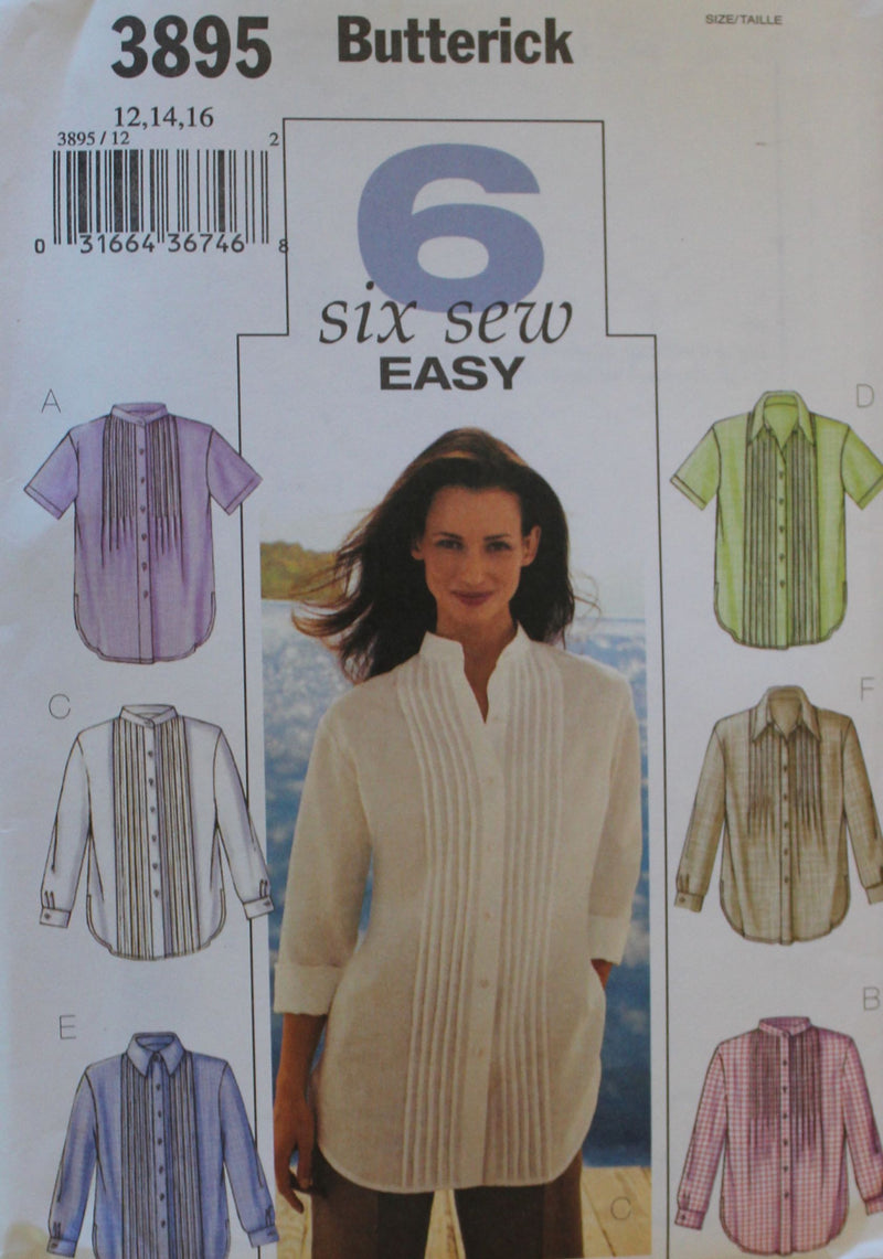 Butterick 3895, Misses Shirts, Uncut Sewing Pattern
