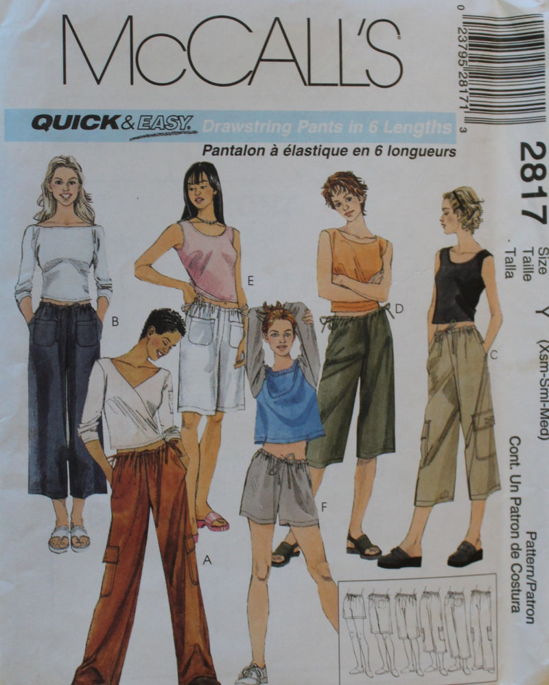 McCalls 2817, Misses Pants, Shorts, Uncut Sewing Pattern