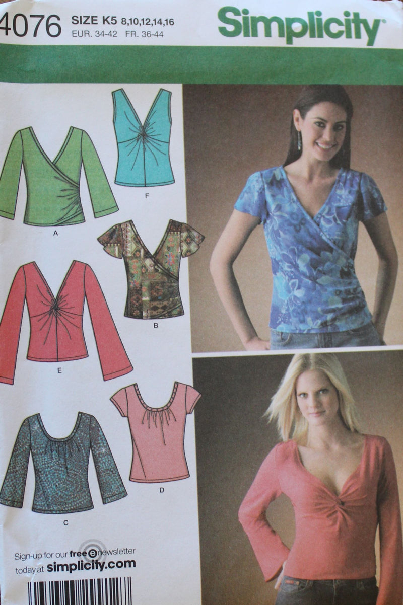 Simplicity 4076, Misses Tops, Uncut Sewing Pattern