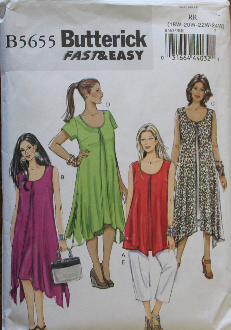 Butterick B5655, Womens Dresses, Tops, Pants, Uncut Sewing Pattern