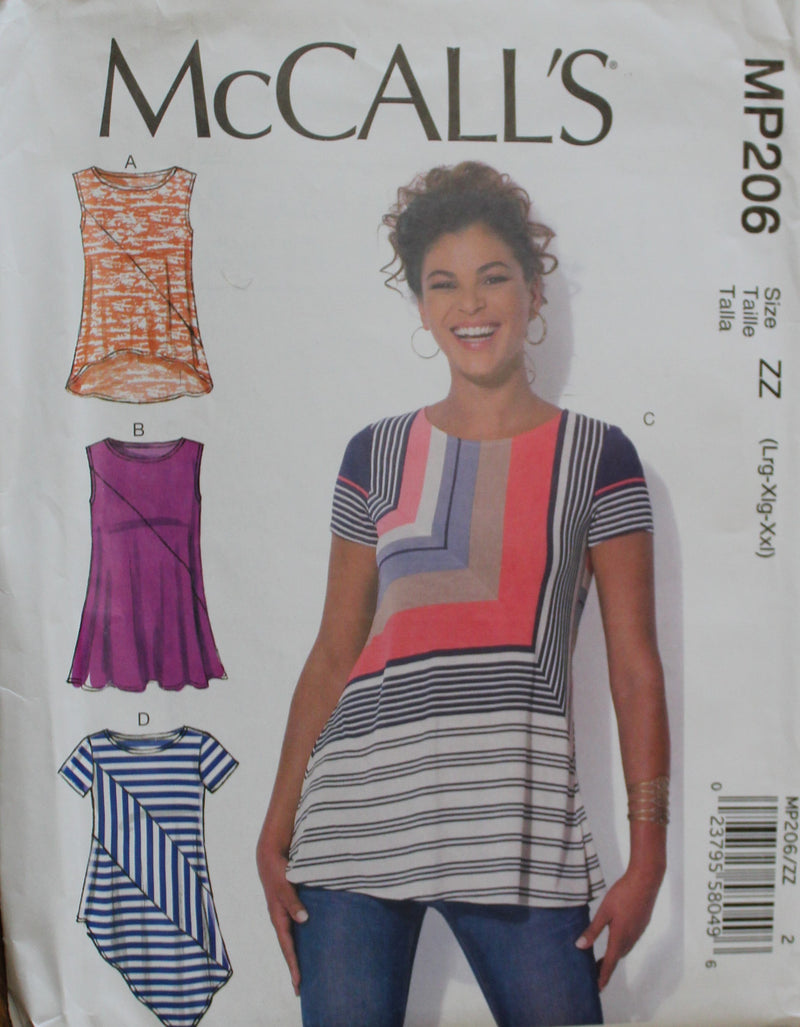 McCalls MP206, Misses Tops, Pullover, Uncut Sewing Pattern