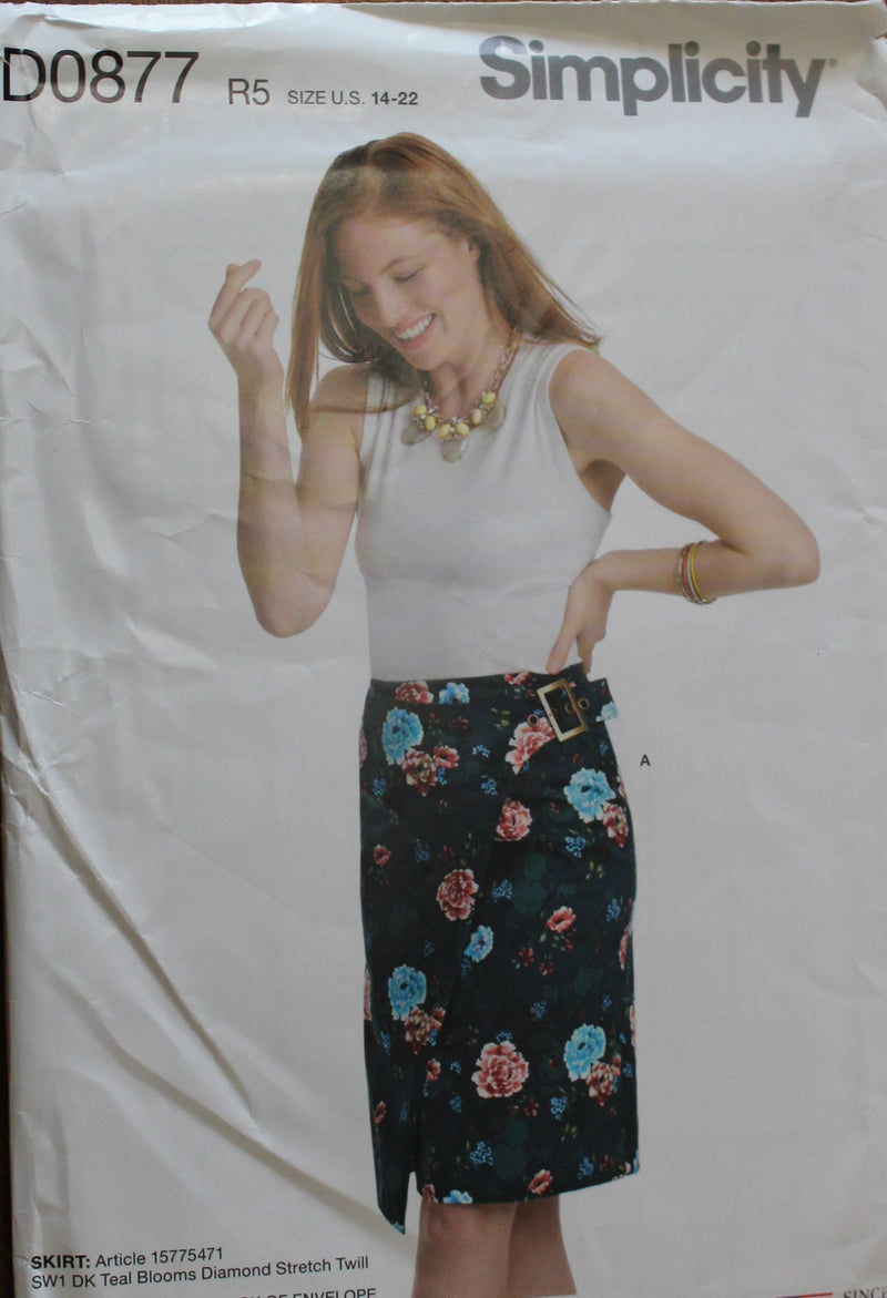 Simplicity D0877, Misses Skirts, Wrap Skirts, Uncut Sewing Pattern