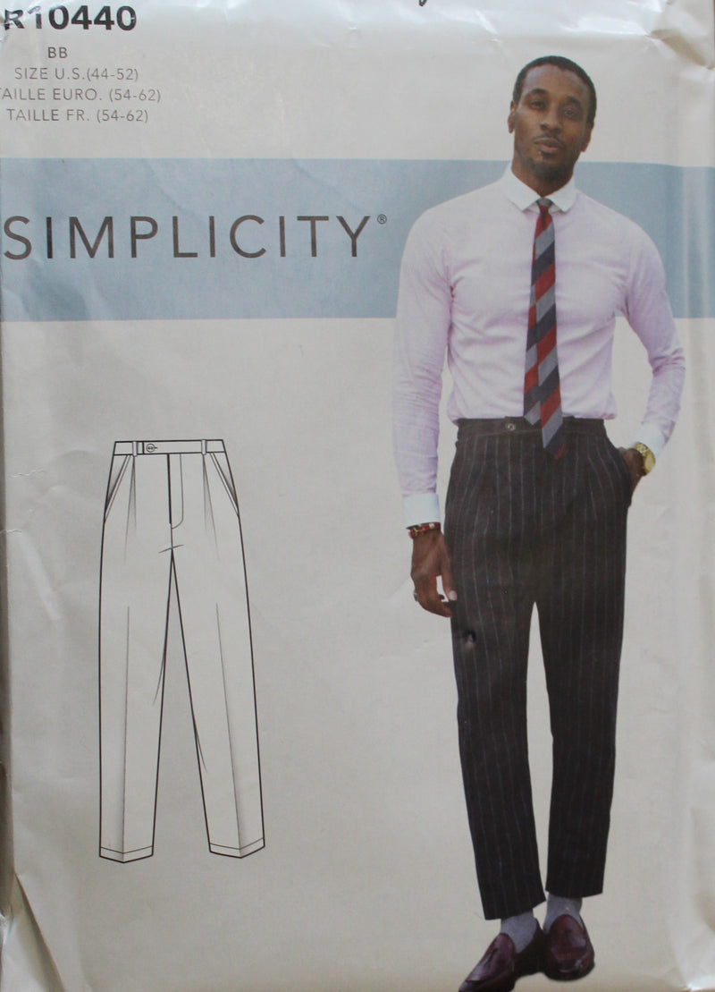 Simplicity R10440, Mimi G, Mens Slacks, Trousers, Pants, Uncut Sewing Pattern