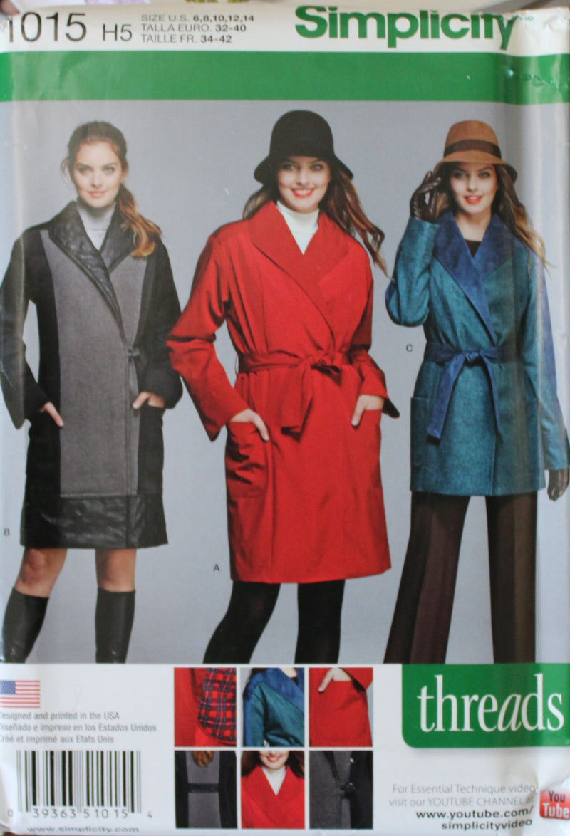 Simplicity 1015, Misses Coats, Jackets, Uncut Sewing Pattern