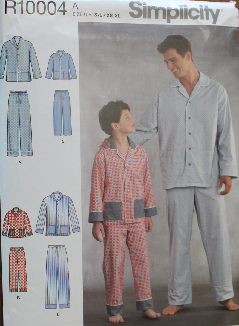 Simplicity R10004, Mens, Boys Sleepwear, Uncut Sewing Pattern