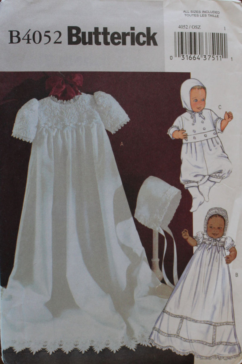 Butterick B4052, Babys Christening Gowns, Infants Baptism,Jumpsuit, Uncut Sewing Pattern