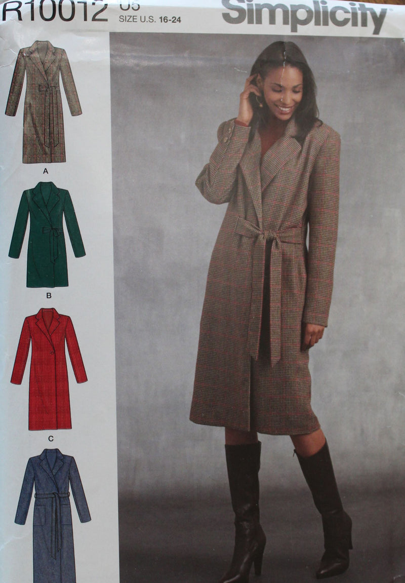 Simplicity R10012, Misses Coats, Lined, Uncut Sewing Pattern