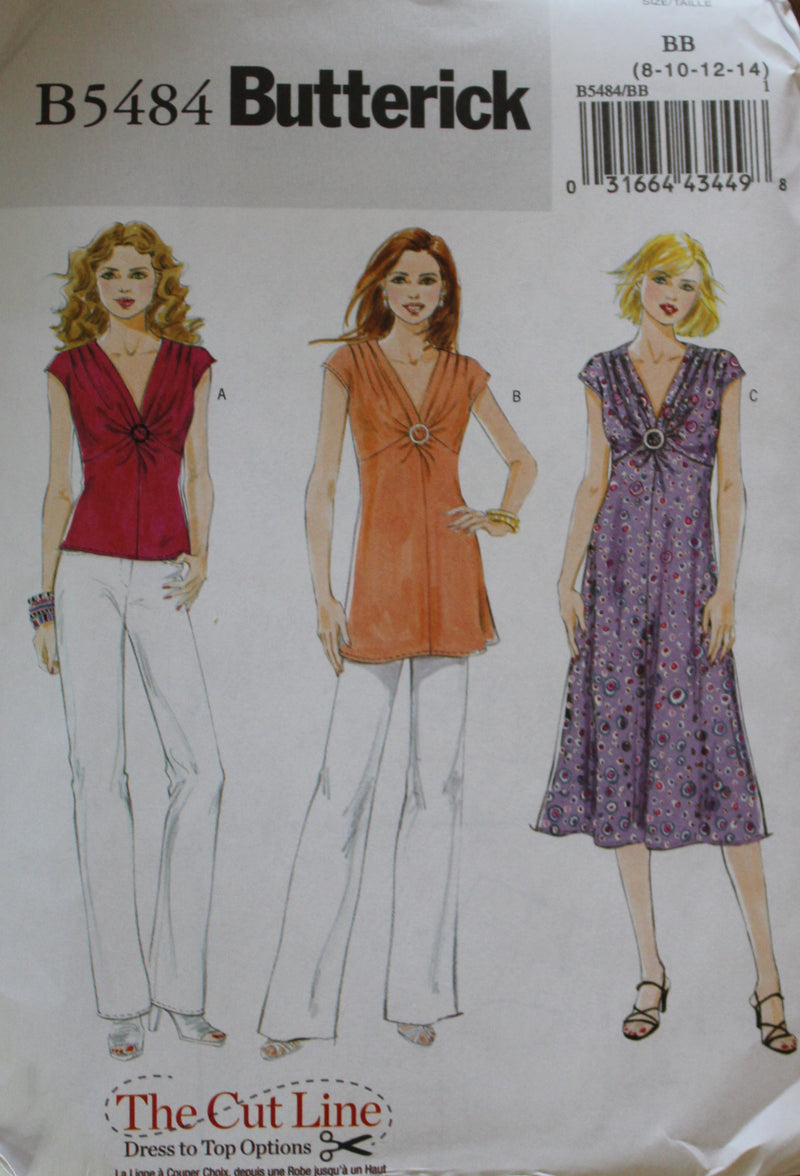 Butterick B5484, Misses Top, Tunic, Dress, Uncut Sewing Pattern