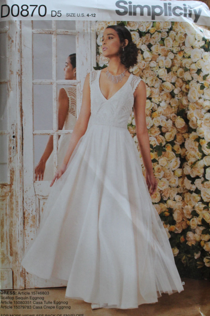 Formal Gown Simplicity Wedding Dress Patterns Simplicity D0870, Misses Wedding  Dress, Evening Wear, Formals, Uncut Sewing