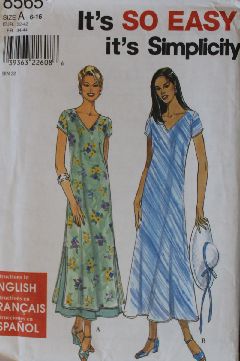 Simplicity 8565, Misses Dresses, Uncut Sewing Pattern
