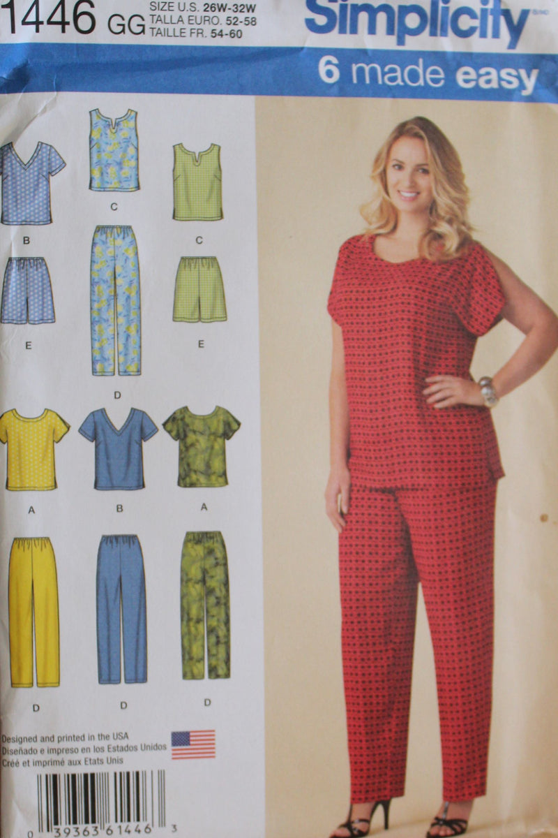 Simplicity 1446, Womens Tops, Pants, Shorts, Uncut Sewing Pattern