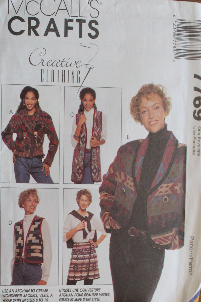 McCalls 7769, Misses Jacket, Vest, Wrap Skirt, Uncut Sewing Pattern