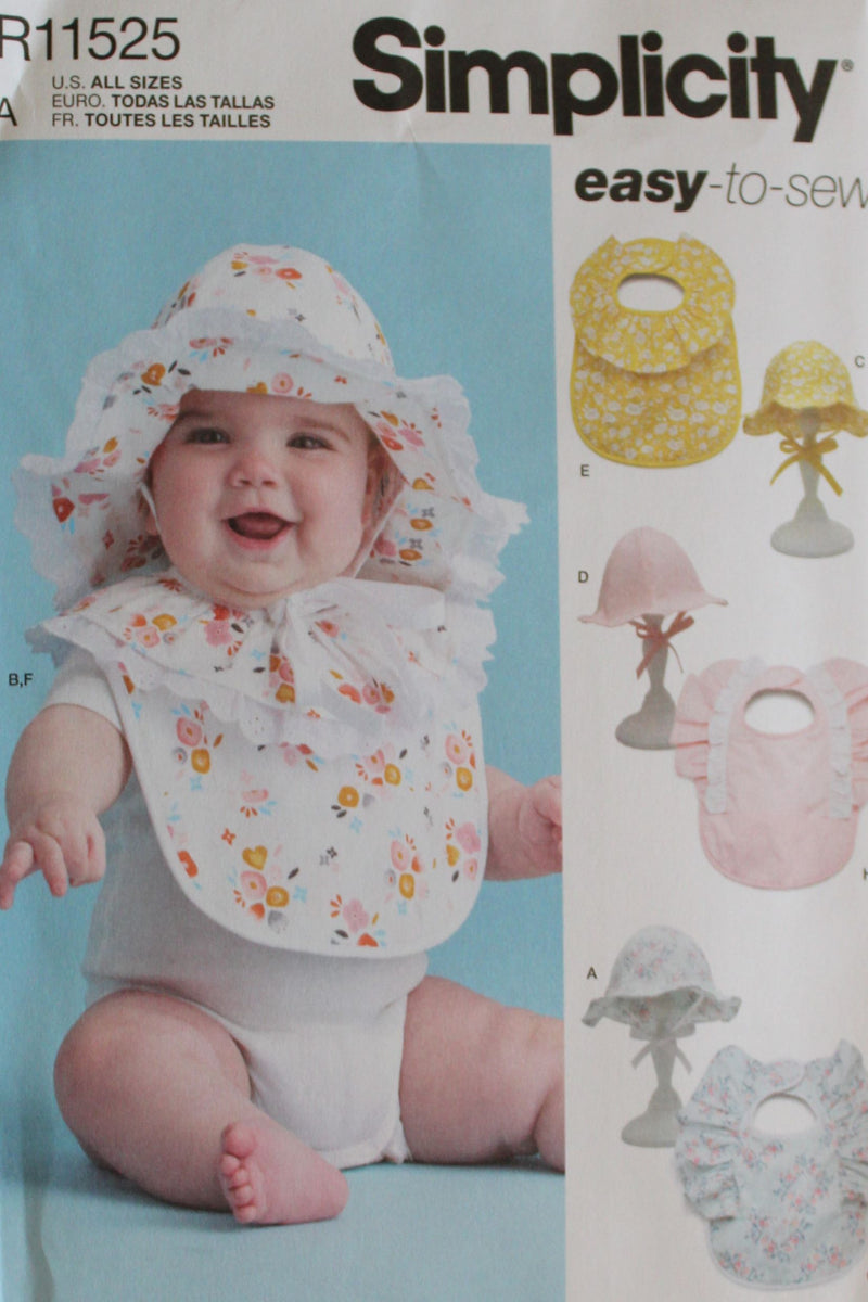 Simplicity R11525, Baby, Infants Bibs, Hats, Uncut Sewing Pattern