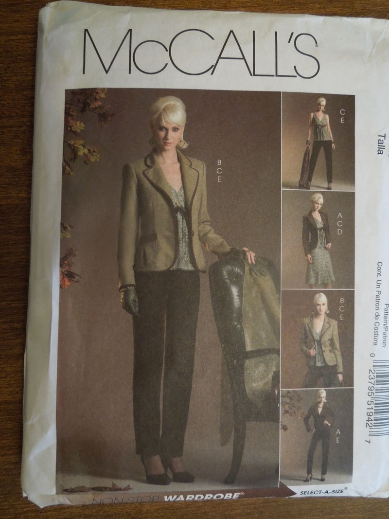 McCalls M5194, Misses Separates, Lined, Uncut Sewing Pattern