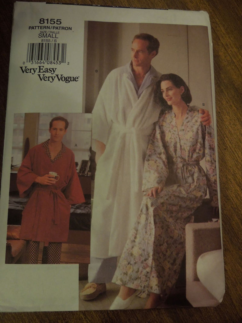 Vogue 8155, Mens, Misses, Robes in two lengths, Uncut Sewing Pattern