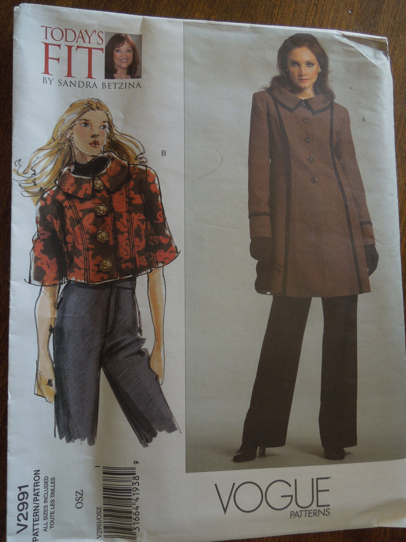 Vogue V2991, Misses Jackets, UNCUT Sewing Pattern