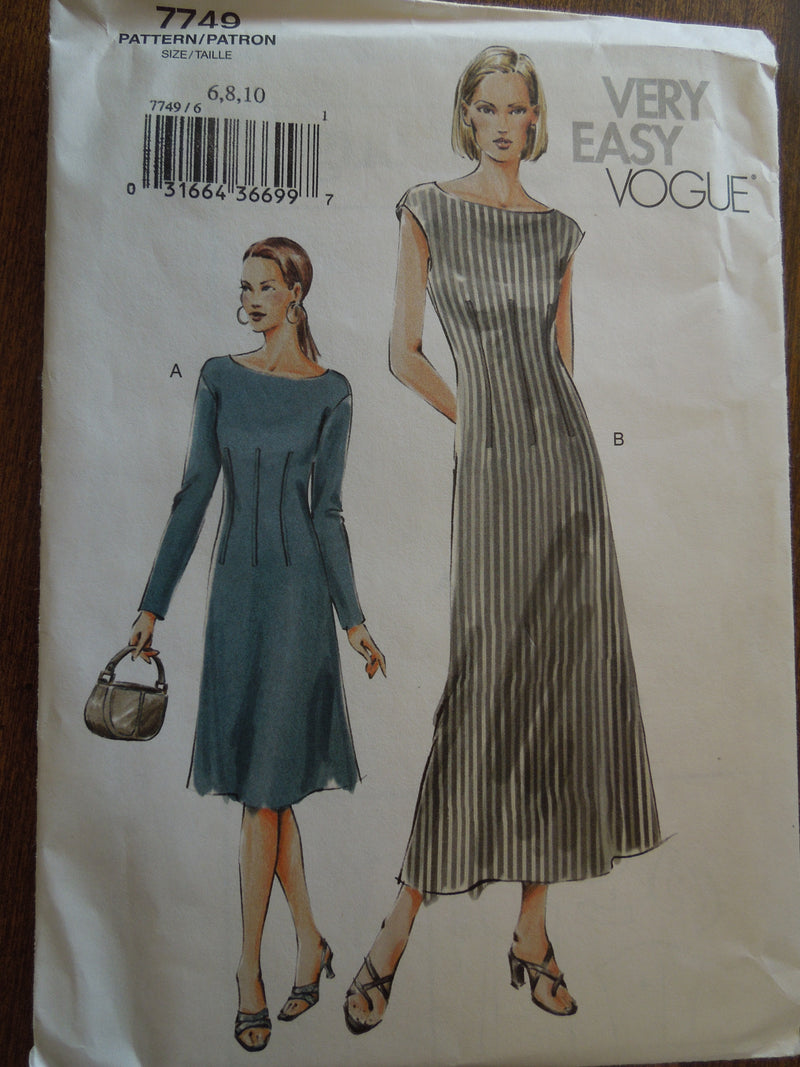 Vogue 7749, Misses Dresses, UNCUT sewing pattern, SZ varies