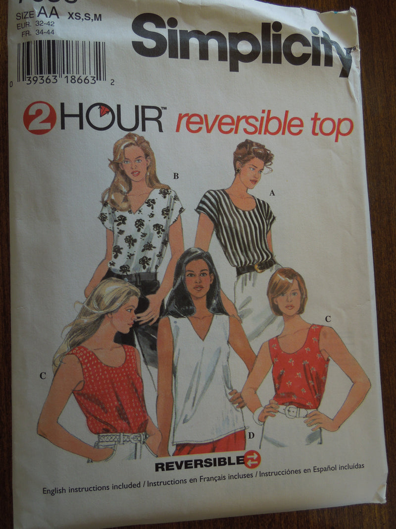 Simplicity 7058, Misses, Shirts, Reversible, UNCUT sewing pattern