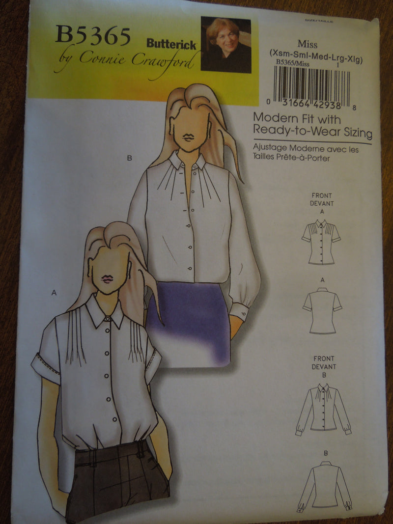 Butterick B5365, Misses Shirts,UNCUT Sewing Pattern