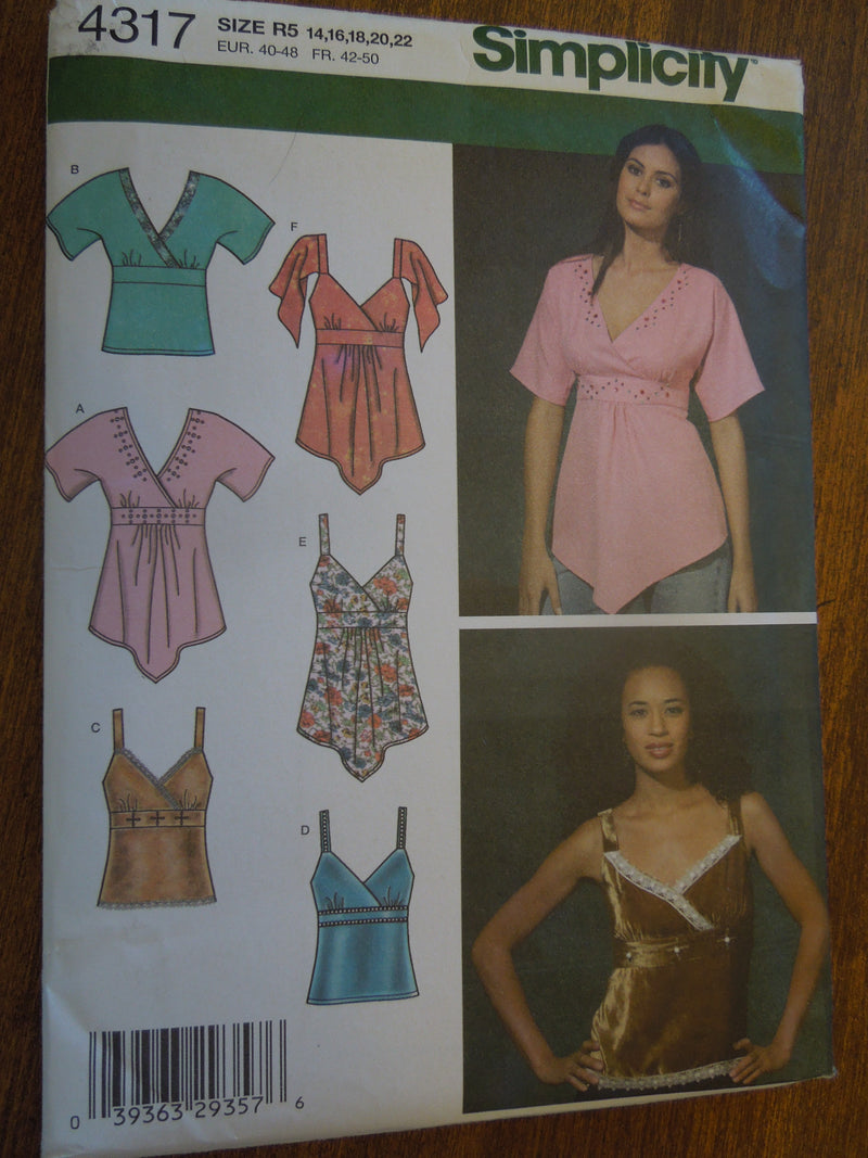 Simplicity 4317, Misses, Tops, UNCUT sewing pattern
