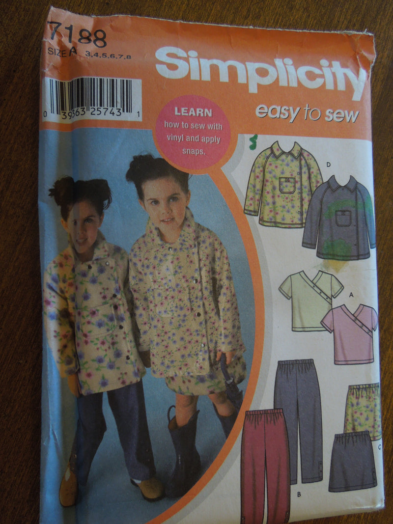 Simplicity 7188,  Girls, Separates, UNCUT sewing pattern