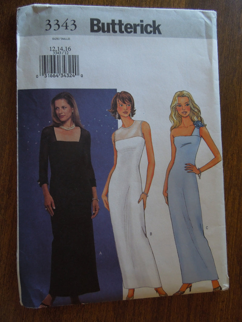 Butterick 3343, Misses, Dresses,Evening Wear, UNCUT sewing pattern