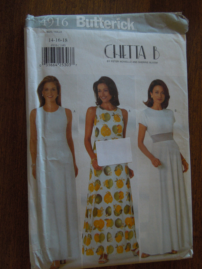 Butterick 4916, Misses, Dresses, Sizes 14-18, Lined, UNCUT sewing pattern