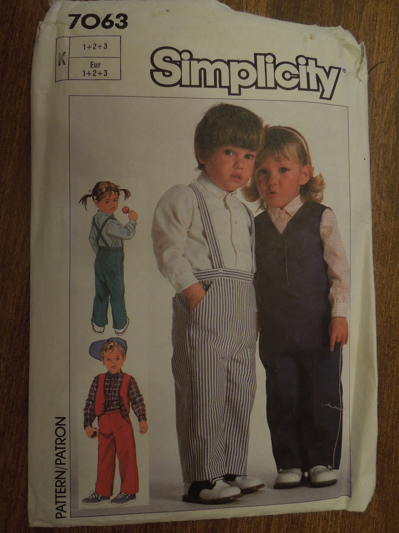 Simplicity 7063, Childrens, Pants, Vests, UNCUT sewing pattern